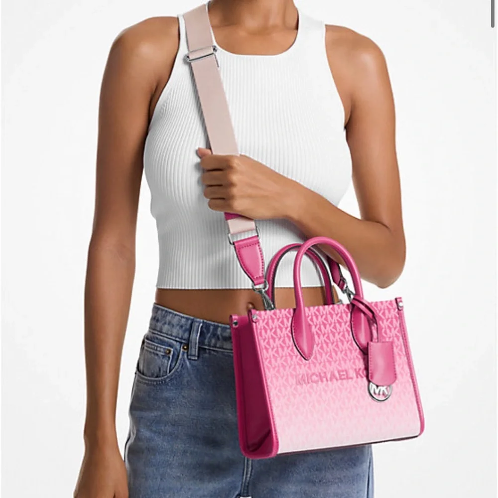 Michael Kors Mirella Small Ombré Signature Logo Crossbody Satchel Tote Shoulder - Picture 3 of 15